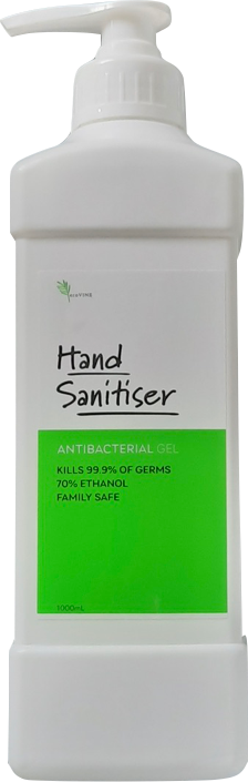 ecoVINE Citrus Hand Sanitiser 1 Litre with pump, Kills 99.9% of Germs Fast, 70% Ethanol, Family Safe, Lemon, Lime and Sweet Orange Oil, Hospital Grade, Not Tested on Animals,