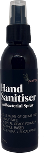 ecoVINE Premium Hand Sanitiser Antibacterial Spray 125mL, Kills 99.9% of Germs Fast, Hospital Grade Formula, Family Safe, Aloe Vera, Eucalyptus Oil, Not Tested on Animals, Vegan Friendly.