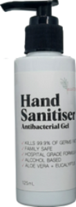  ecoVINE Premium Hand Sanitiser Antibacterial Gel 125mL with pump, Kills 99.9% of Germs Fast, 70% Alcohol, Hospital Grade Formula, Family Safe, Aloe Vera, Eucalyptus Oil, Not Tested on Animals, Vegan Friendly.